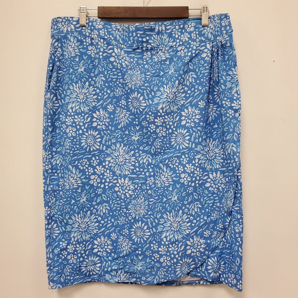 Ripskirt Hawaii Length 3 Skirt Size XL Blue Floral Beach Summer Wrap Cover Knee